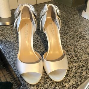 Betsey Johnson Crystal Bow Back Bridal Heels